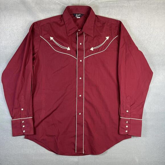 Levi's Other - Vintage Levis Western Shirt Mens XL Red Pearl Snap Rodeo Cowboy 90s 80s